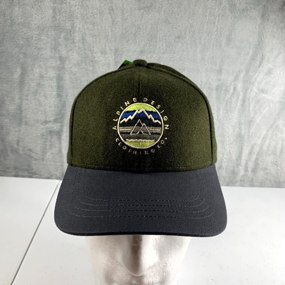 Alpine Design Men's Faux Melton Patch‎ Cap OS Olive Green Wool Blend Snapback